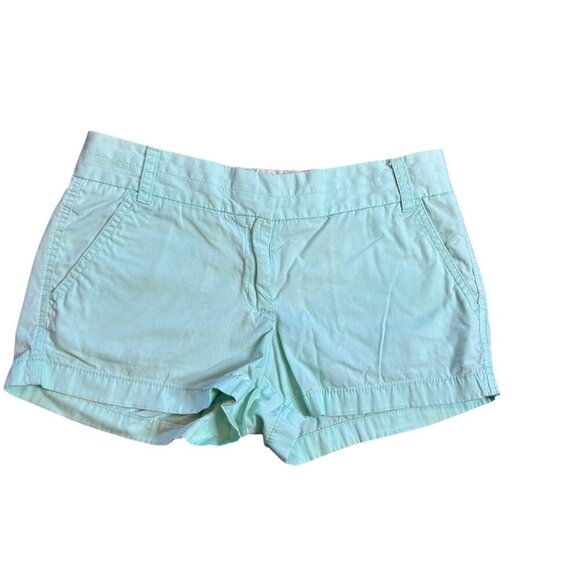 J Crew Mint Green Broken in Chinos Flat Front Beach Summer Short Shorts Size 4 - Picture 1 of 6